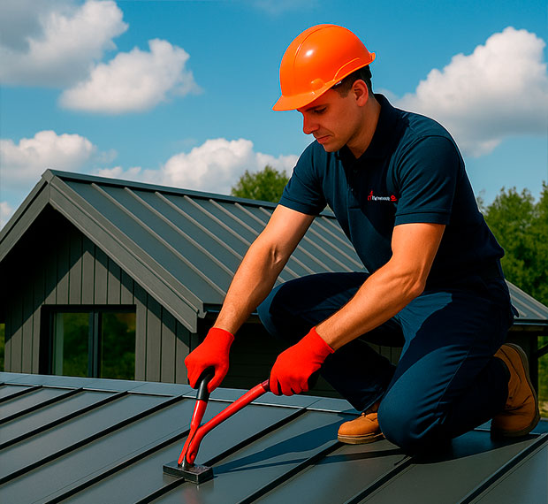 Монтаж фальцевой кровли в Каслях