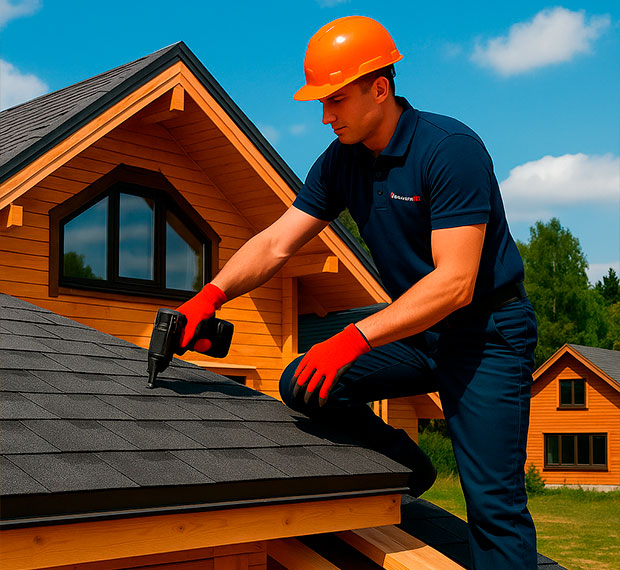 Монтаж кровли из мягкой черепицы в Каслях