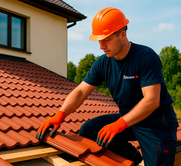 Монтаж кровли из натуральной черепицы в Каслях