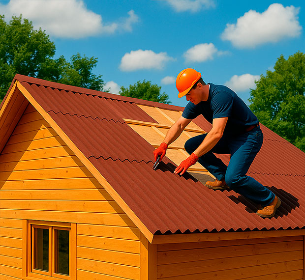 Монтаж кровли из ондулина в Каслях