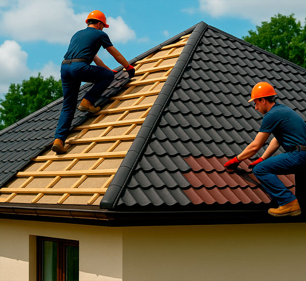 Монтаж шатровой крыши в Каслях