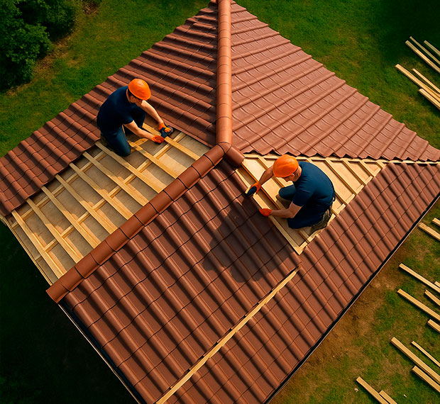 Монтаж 2-скатной крыши в Каслях