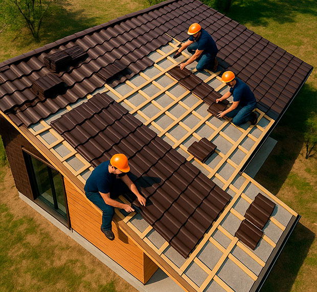 Монтаж 1-скатной крыши в Каслях